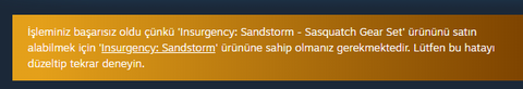 Steam'den Insurgency: Sandstorm hatası