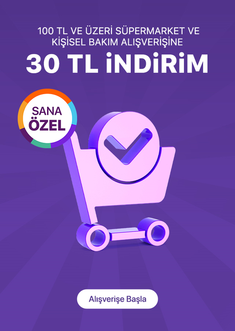 HEPSİBURADA Süpermarket ve Kişisel Bakım KİŞİYE ÖZEL 100 TL’ye 30 TL indirim