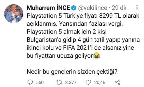 PS5 Türkiye Fiyatı 8299 TL