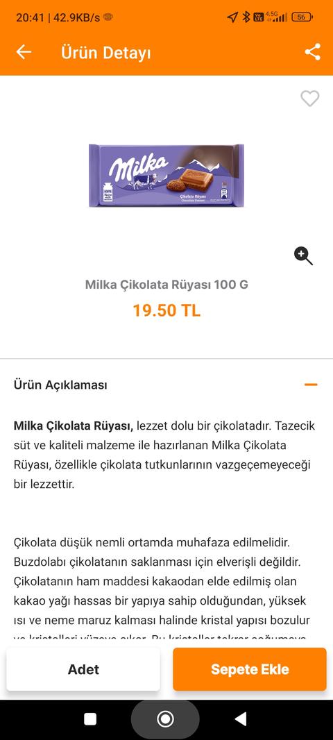 100 GR Milka 19.5TL Olmuş