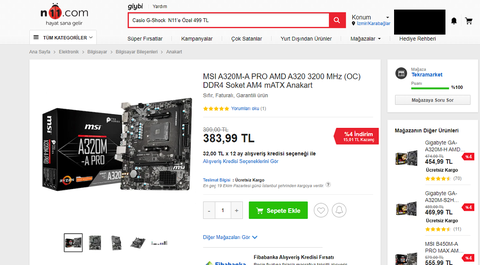 Fiyat Yanıyor !!! MSI A320M-A PRO DDR4 mATX Anakart Sadece 383,99 TL