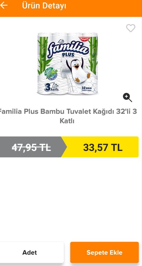 Familia plus bambu 32 tuvalet kağıdı 33.57