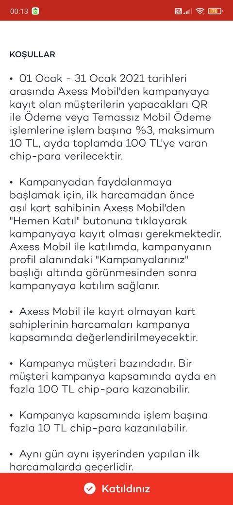 Axessle Qr ve mobil ödemeye yüzde 3 toplamda ayda 100 TL chippara