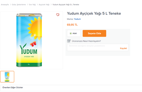 orkide ayçiçek yağı 5lt 85tl .