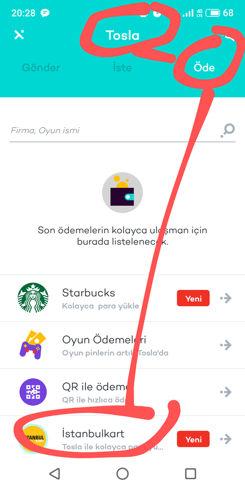 TOSLA İstanbulkart yüklemesi 3x20'ye 30 TL