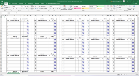 Deneme net takip excel