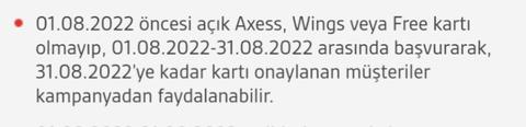 İlk kez Axess/Wings alana toplam 750 TL indirim (market,akaryakıt 5x 750ye150)