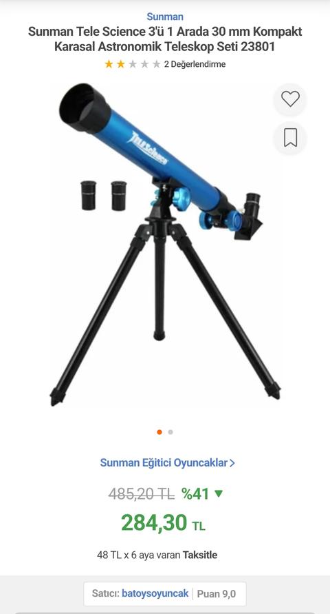 Sunman Tele Science 3'ü 1 Arada 30 mm Kompakt Karasal Astronomik Teleskop Seti 23801