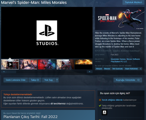 Marvel’s Spider-Man: Miles Morales (2022) PC ANA KONU