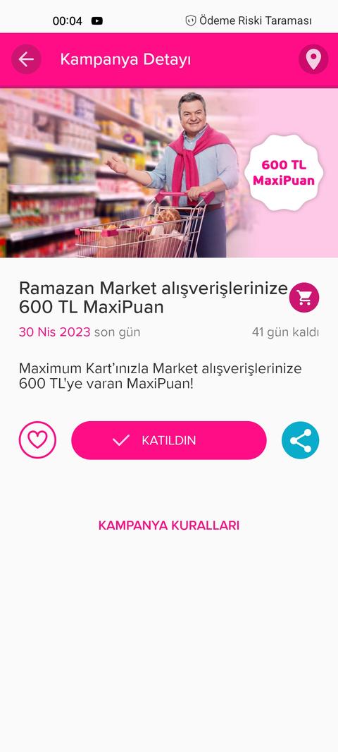 Maximum Kart Market Alışverişlerine 600Tl Maxipuan2023 Ramazan