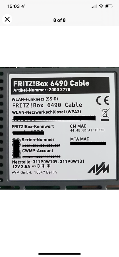 Fritzbox 6490 Docsis 3.0 Modem