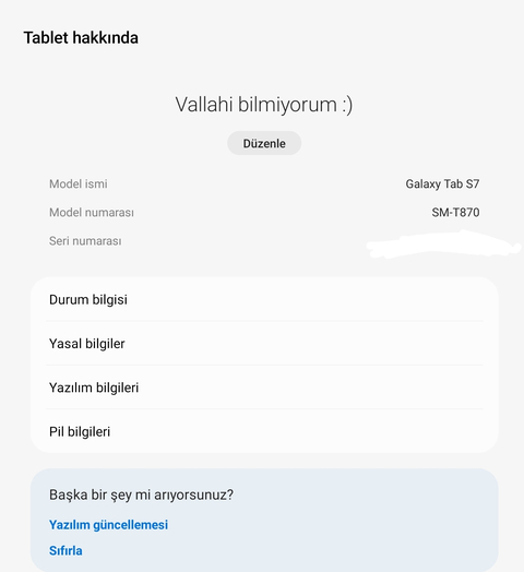 ⓘ SAMSUNG GALAXY TAB S7 Serisi ANA KONU