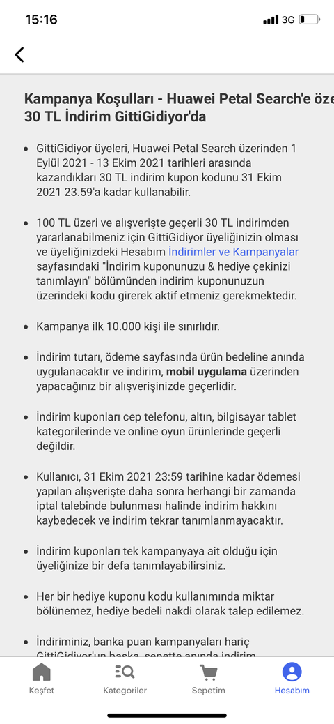 Huawei Petal Search Gittigidiyor 30 TL