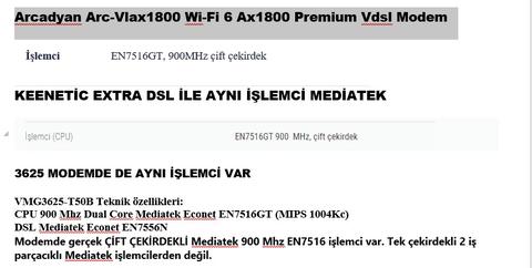 Arcadyan Arc-Vlax1800 Wi-Fi 6 Ax1800 Premium Vdsl Modem kullanan varmı?
