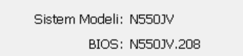 N550JK model laptopumun BİOS modeli N550JV oldu ve ekran kartı çalışmıyor