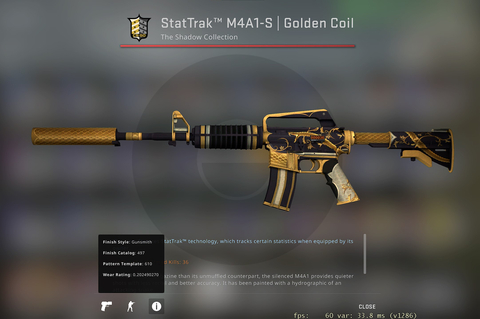 Satılık StatTrak™ M4A1-S | Altın Yılan (Görevde Kullanılmış)