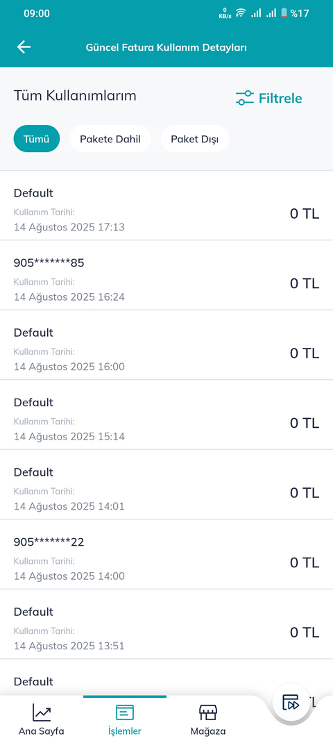 Türk Telekom Mobil Tüm Kullanmlarımda Default yazan Çağrıların Anlamı