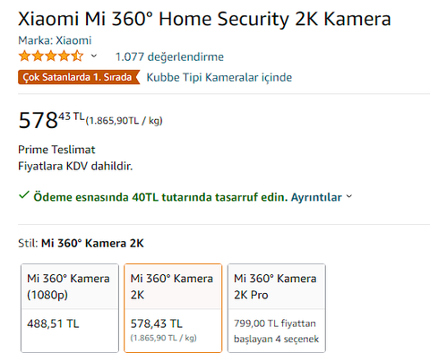 Xiaomi İmilab Güvenlik Kamerası - 369 TL - HB