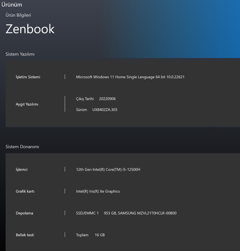 Asus Zenbook pro duo 14.5" SATILIK