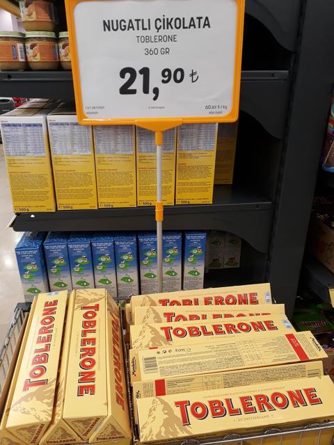 Toblerone 360 GR 21.90 TL (File Market)