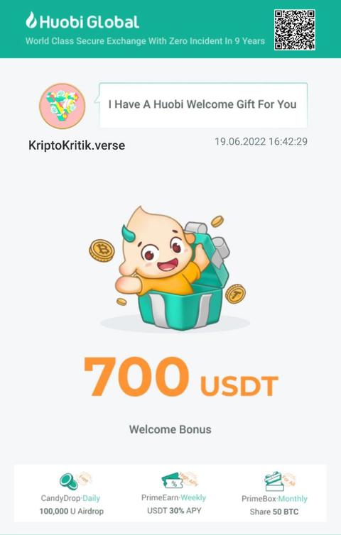 🔥Huobi 700 Usdt hoşgeldin ödülü