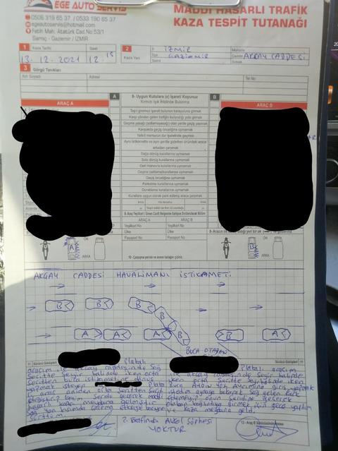 Dün maddi hasarlı kaza yaptım