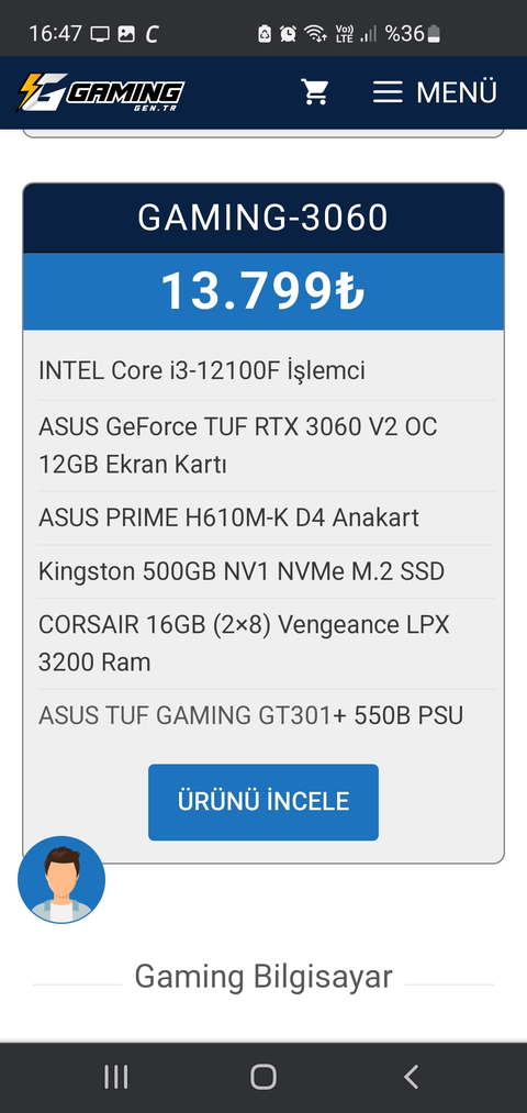 Oğlum için pc arıyorum