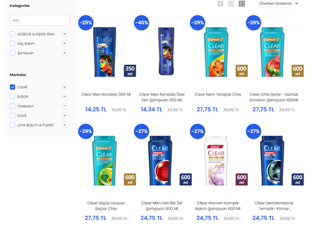 unilever online alışveriş sitesi unishopturkiye 75/25 indirim yapıyor.