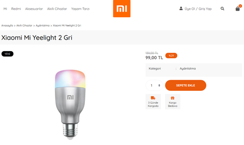 Xiaomi Mi Yeelight 2 - 99 TL