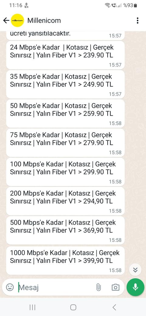 Millenicom 149 liradan 189 liraya anında zam yaptı