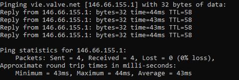 vie.valve.net ping sonucumuzu paylaşalım.