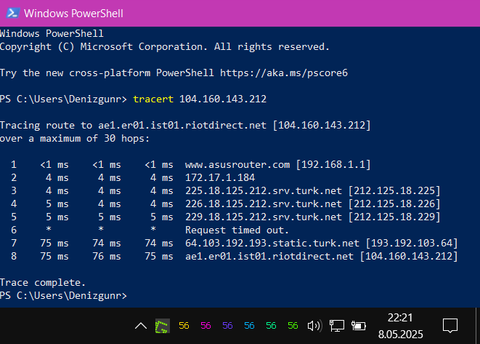 Turknet primetime'da baazen ping olması
