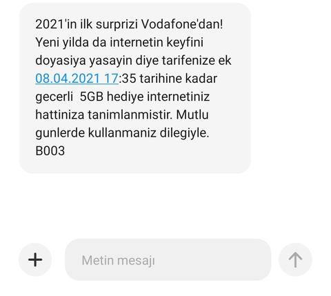 Vodafone haberim olmadan ek paket tanımlamış.