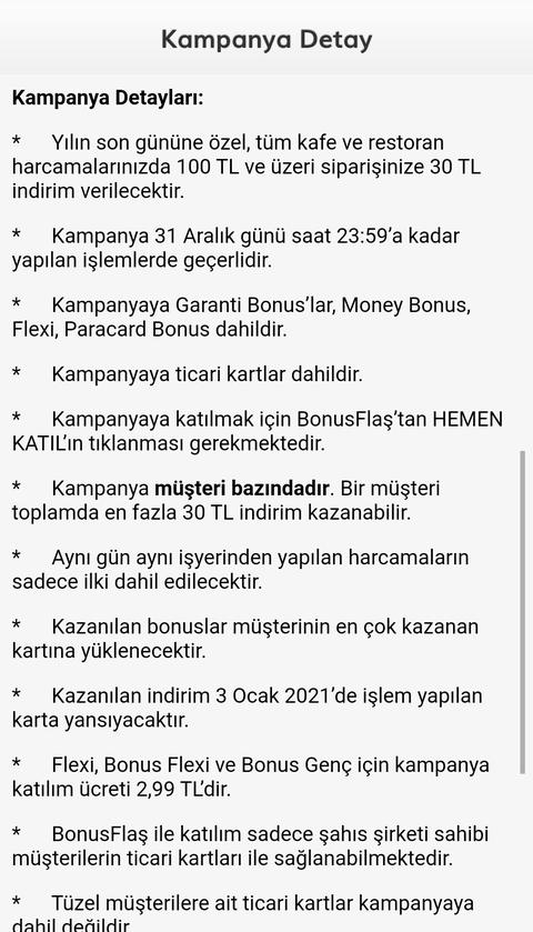 Garanti Bonus Yılın son yemeğine 100/30 İndirim +10₺ bonus