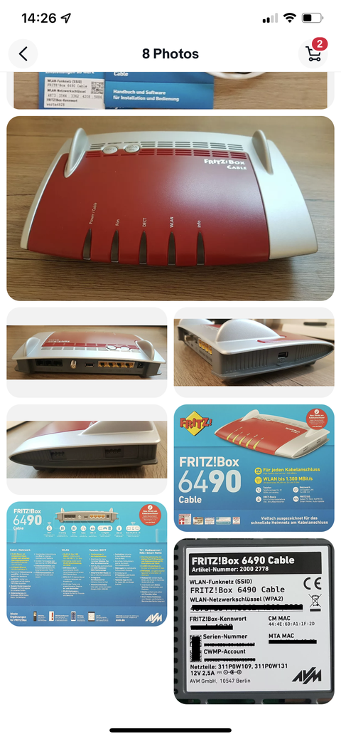 Fritzbox 6490 Docsis 3.0 Modem