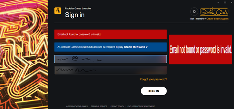 Sosical clup giriş ekranı nedense epostamın ve şifremin yanlış olduğunu söylüyor. #GTA5#STEAM