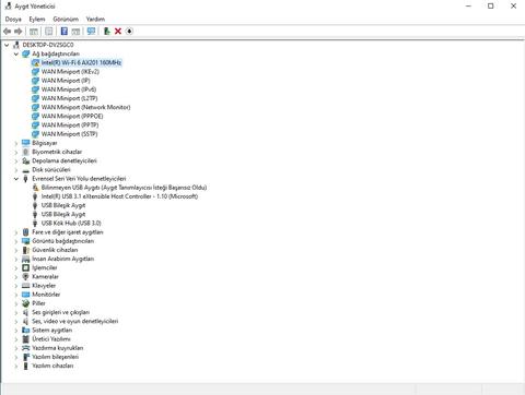 Intel(R) Wi-Fi 6 AX201 160MHz Windows Bu Aygıtı Durdurdu (Kod 43) Hatası