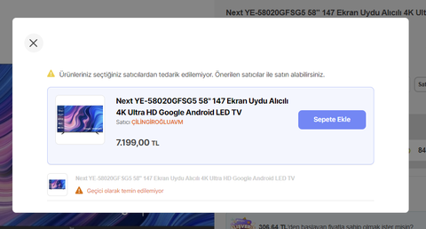 Next YE-58020GFSG5-4K 58" 147 Ekran UHD 4K Google Android TV