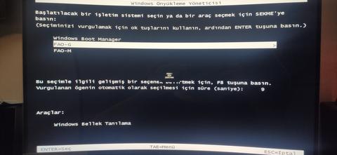 Boot menüsünde çalışmayan bootloaderı silme