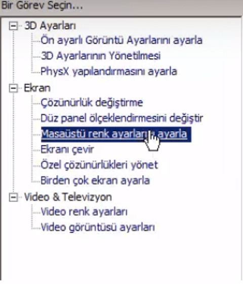 Nvidia Denetim Masasında Ekran bölümü yok