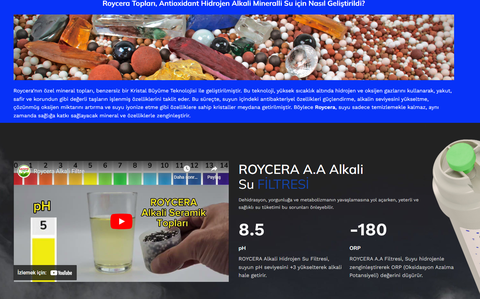 Roycera Alkali Filtre Orp,tds, ph ölçüm , inceleme test konusu