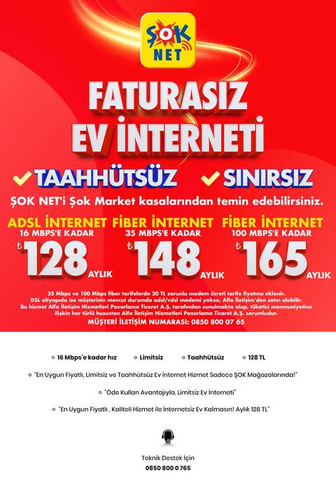 Şoknet Taahütsüz Ev İnterneti 100 Mbps 165₺