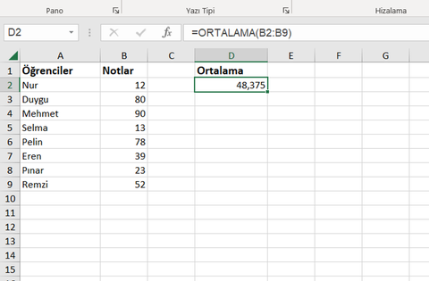 Excel'de Çan Eğrisi Oluşturma