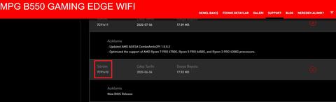 MSI MPG B550 GAMING Edge Wi-Fi BIOS güncellemesi sonrasında sistem uyanmıyor