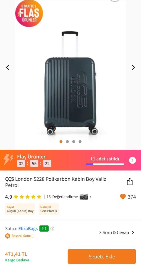 ÇÇS 5145 Kırılmaz Trolley Büyük Boy Valiz