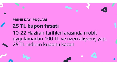 Amazon 100 tl harca 25 tl kupon kazan