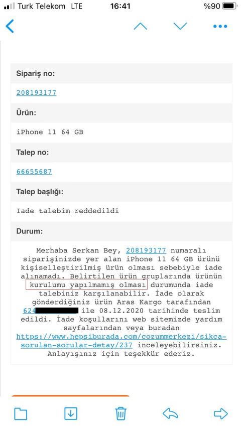 Hepsiburada.com TELEFON ve TABLETLERİ iade almıyor. Dikkat edin . Alışveriş yapmadan önce düşünün!!