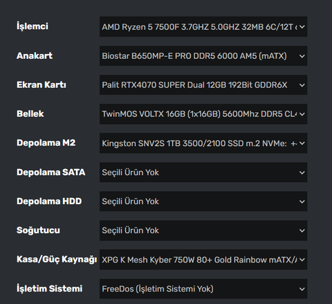 4070 ekran kartlı 30-40bin arası sistem tavsiyesi verebilir misiniz?