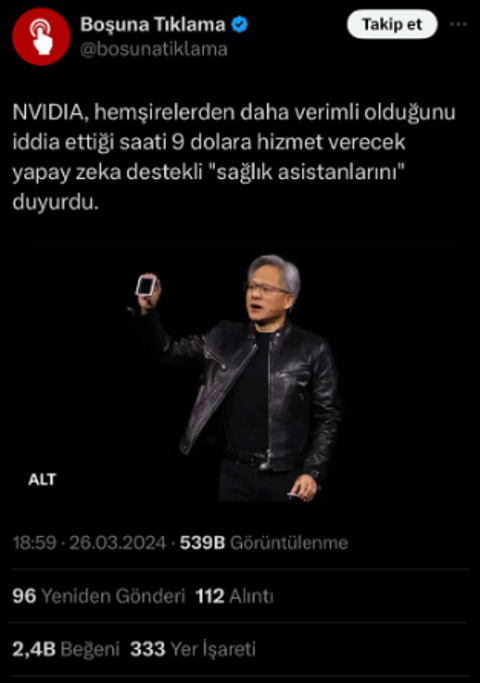 Nvidia'nın yapay zeka destekli sağlık asistanlarını duyurması hk