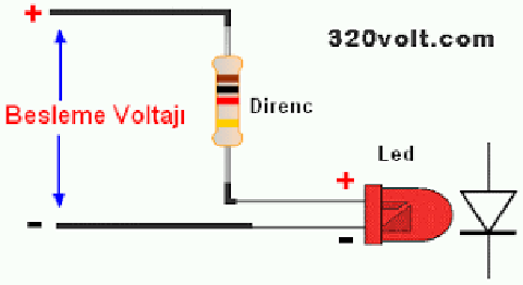 Kırmızı Diyot Led,Direnç ve Ev Şebekesi İle Devre Oluşturma